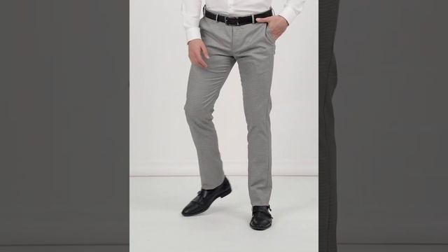 Tapered Men Grey Polyester Blend Trousers смотреть онлайн