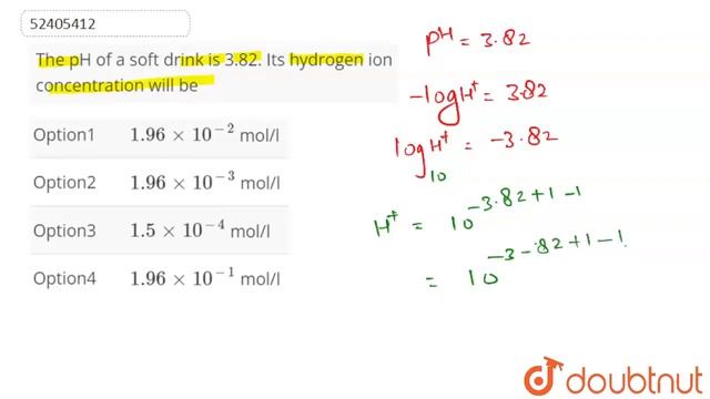 The pH of a soft drink is 3.82. Its hydrogen ion concentration will be | CLASS 12 | IONIC EQUIL... смотреть онлайн