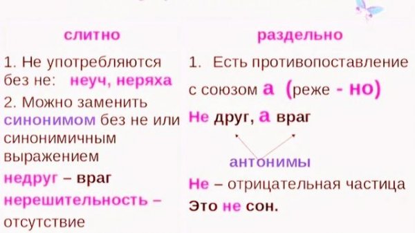 Русский язык, 5 класс. Тема: Не с сущ.