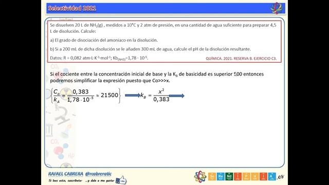 026. QUÍMICA. 2021. RESERVA B. EJERCICIO C3 смотреть онлайн