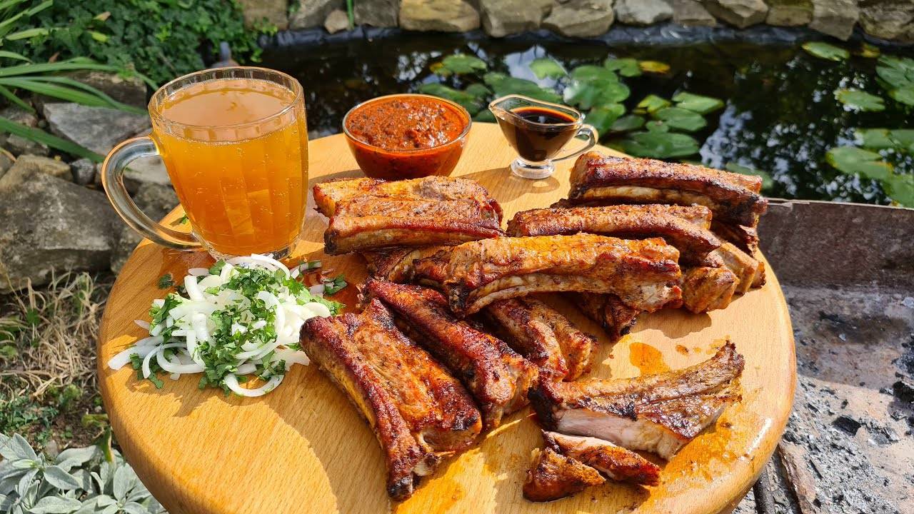 Рёбрышки на мангале - сочный Шашлык смотреть онлайн