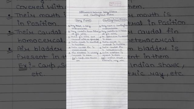 Difference Between Bony And Cartilaginous Fishes #class9#class9science#class9cbse#class9th#cbse