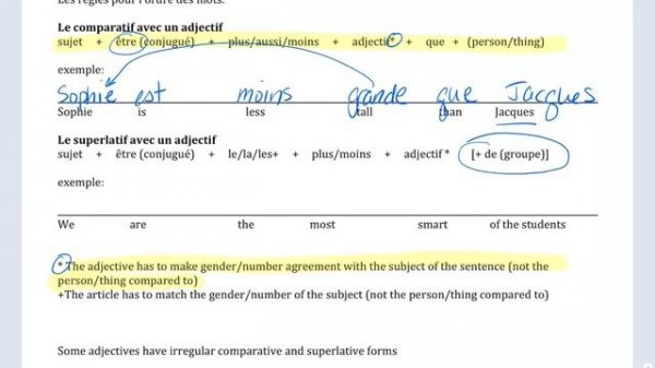 le comparatif et le superlatif des adjectifs