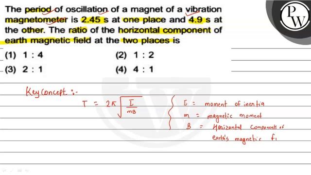 The period of oscillation of a magnet of a vibration magnetometer i... смотреть онлайн