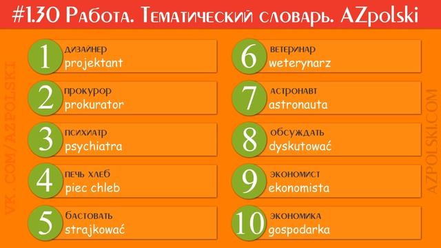 #1.30 Работа. Тематический словарь и словосочетания. Польский Язык | AZpolski смотреть онлайн