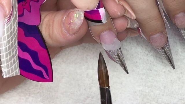 Acrylic Nails | Pink And White Ombre | Silver Glitter смотреть онлайн