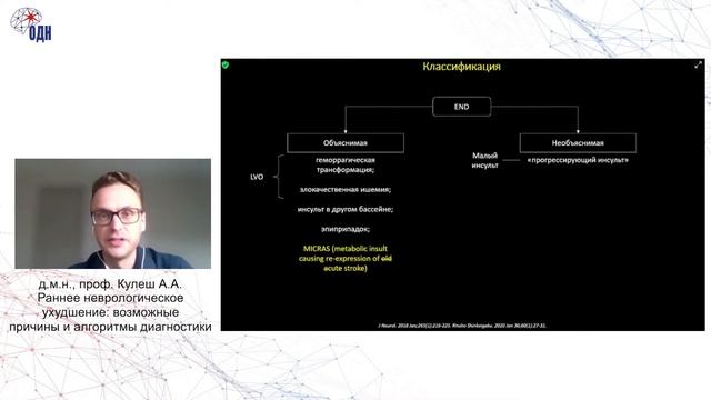Раннее неврологическое ухудшение: возможные причины и алгоритм  диагностики. д.м.н., проф. Кулеш А.