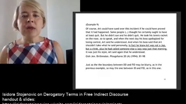 “Derogatory Terms in Free Indirect Discourse” invited lecture by Dr. Isidora Stojanovic, 10th ECAP смотреть онлайн