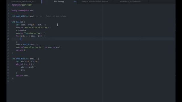 array as an argument - Function - C/C++ смотреть онлайн