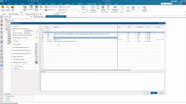 Siemens NX - Info Dialog Box (e.g., for a visual weight validation) смотреть онлайн