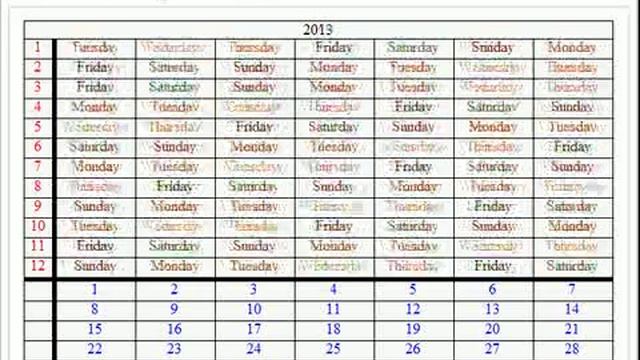 Whole Year Calendar in One Table смотреть онлайн