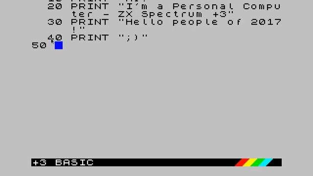 простенькая прога в бейсике на спектруме little program in basic in ZX Spectrum +3 смотреть онлайн