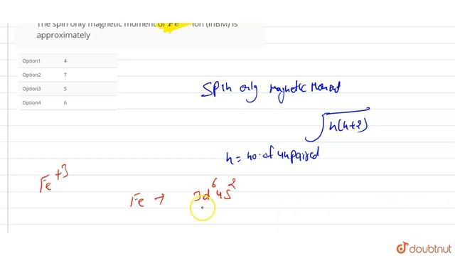 The spin only magnetic moment of `Fe^(3+)` ion (inBM) is approximately смотреть онлайн