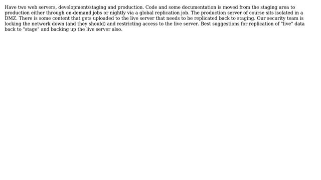DevOps & SysAdmins: Data Replication From A Production Web Server Back To The Staging Web Server