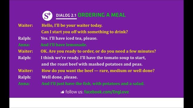 Dialogue 2 1 Ordering A Meal смотреть онлайн