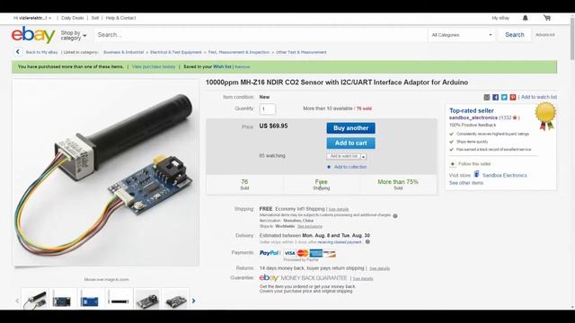 MH-Z16 NDIR CO2 Sensor with I2C/UART Interface Adaptor for Arduino смотреть онлайн