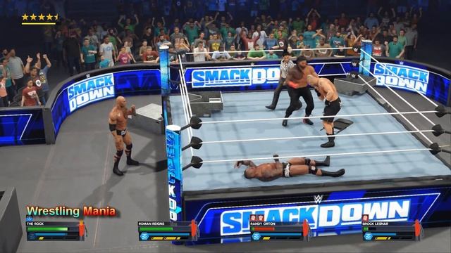 WWE 2k23 Roman Reigns VS Brock Lesnar VS The Rock VS Randy Match on Smackdown at WWE 2K23 смотреть онлайн