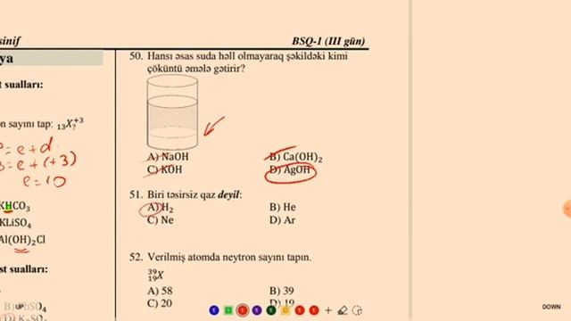 8 Ci Sinif Kimya BSQ 1 (Cavabları İlə)