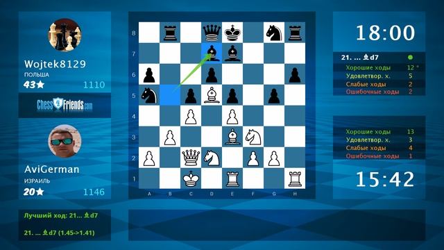 Chess Game Analysis: AviGerman - Wojtek8129 : 1-0 (By ChessFriends.com) смотреть онлайн