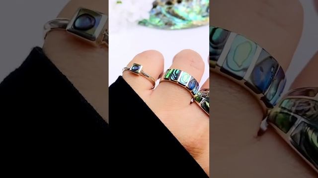 Anéis em Prata 925 com concha natural abalone смотреть онлайн
