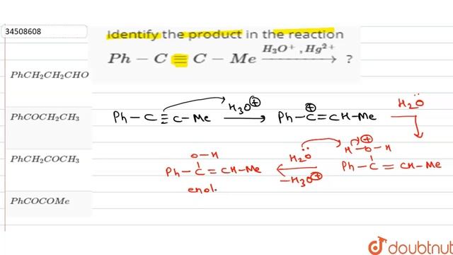 Identify the product in the reaction `Ph-C-=kC-Meoverset(H_(3)O^(+), Hg^(2+))to` ? смотреть онлайн