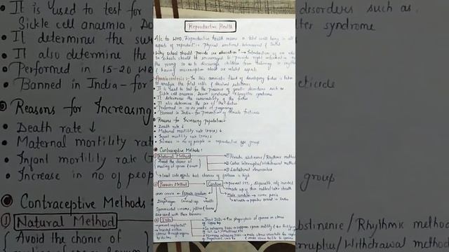 Class -12th (Biology).. Chapter - 4 "Reproductive Health" Short notes смотреть онлайн