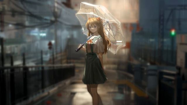 Аска Лэнгли Сорью с Зонтиком | Asuka with Umbrella In The Rain | Neon Genesis Evangelion - Обои смотреть онлайн