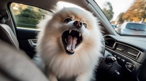 Возбуждение и лай в машине (Шпиц)