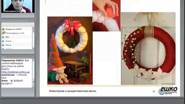 Новогодние и рождественские венки. Использование классических и неординарных флористических... смотреть онлайн