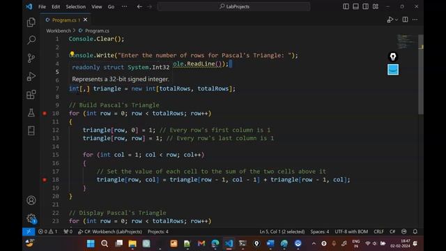 3-Pascal triangle implementation part 1 of 3 смотреть онлайн