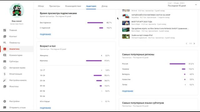 [С новым годом!] Статистика канала за 2020 год + Как я снимаю видео смотреть онлайн