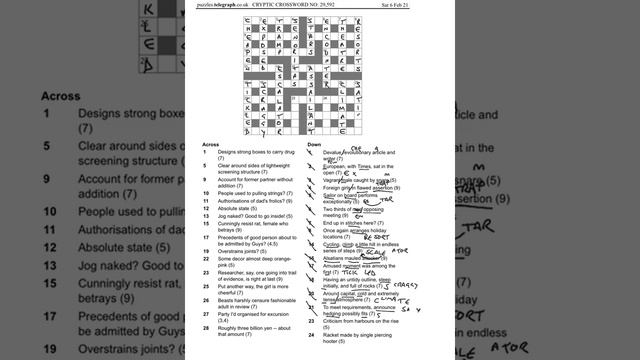 Daily telegraph prize crossword 29592 walkthrough Sat 6th Feb 2021 смотреть онлайн