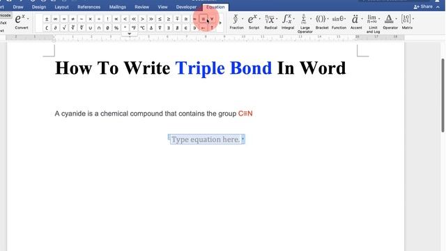 How To Write Triple Bond In Word (≡ Symbol) смотреть онлайн