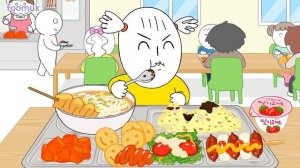짜장 볶음밥에 따끈한 어묵우동- 급식 먹방 2탄/ school lunch Mukbang2 Animation ASMR /foomuk