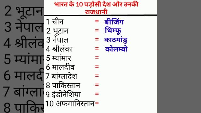 Bharat ke 10 Padosi Desh aur Unki rajdhani | China, Nepal, Bhutan, Sri Lanka | bharat ke 10 padosi смотреть онлайн