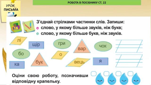 Письмо Пригадуємо елементи букв Бб,Вв Звуко буквений аналіз слова смотреть онлайн