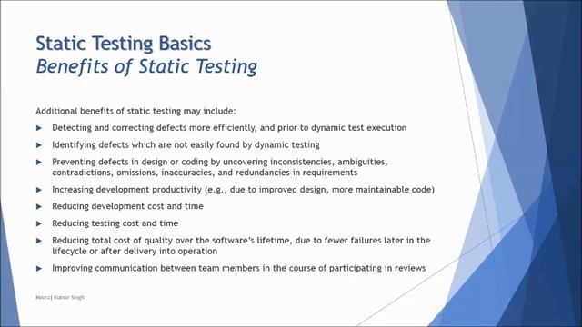 ISTQB Foundation Level | 3.1 Static Testing Basics | Static Analysis | Defects of Static Testing смотреть онлайн