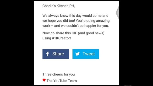 1000 YOUTUBE'S SUBSCRIBERS Thank you message | Charlie's Kitchen PH смотреть онлайн