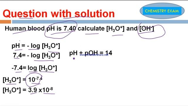ACIDS AND BASES PROBLEM 1 - Human blood pH is 7.40 calculate [H3O+] and [OH‑] ? смотреть онлайн