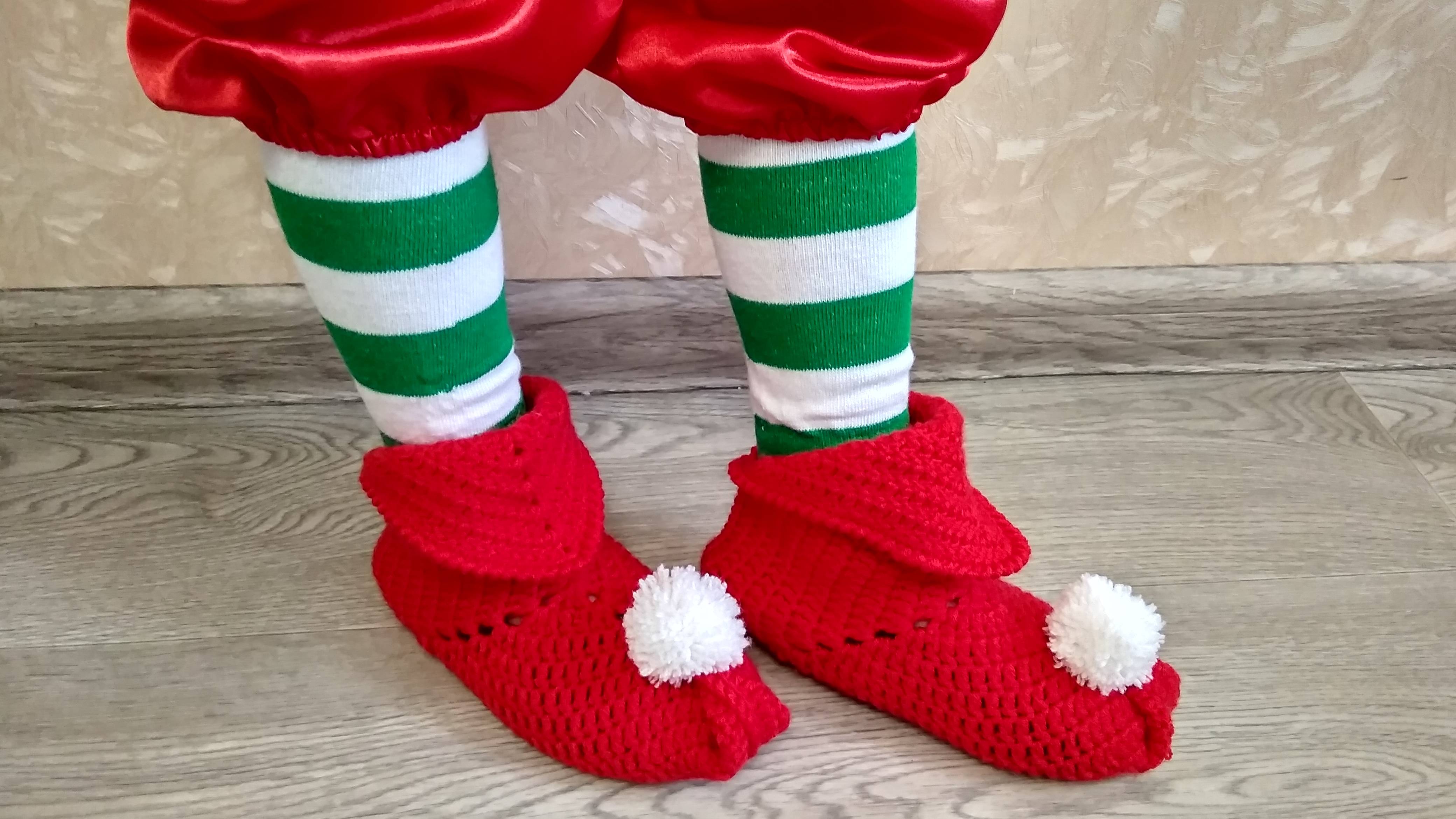 Носки крючком для Гнома . Подробный мк . смотреть онлайн