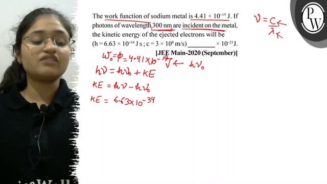 The Work Function Of Sodium Metal Is \( 4.41 \times 10^{-19} \mathr...