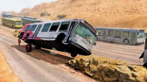 BeamNG Drive - Гонки и аварии на Длинной Волнистой Дороге в Пустыне #9