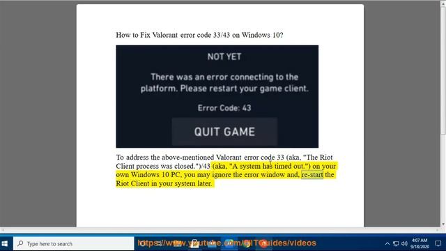 Fix Valorant error code 33/43 on Windows 10 смотреть онлайн