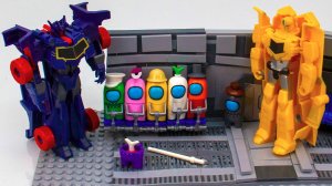 Among Us и Автоботы защищают свою базу от Десептиконов. Мультики для детей.