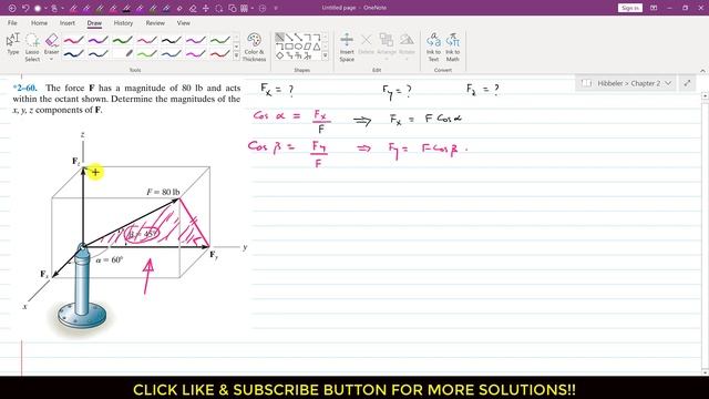 Determine the magnitudes of the x, y, z components of F. | Hibbeler Statics | Engineers Academy смотреть онлайн