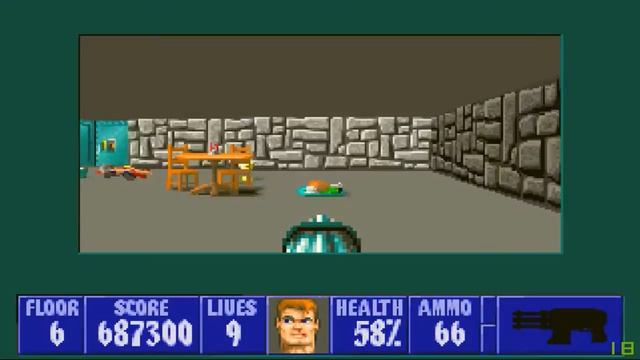 [Walkthrough] Wolfenstein 3D 1992 - Episode 1 Floor 6 [100%] смотреть онлайн