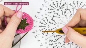 Самый простой способ связать шестиугольный мотив Африканский цветок: шаг за шагом.