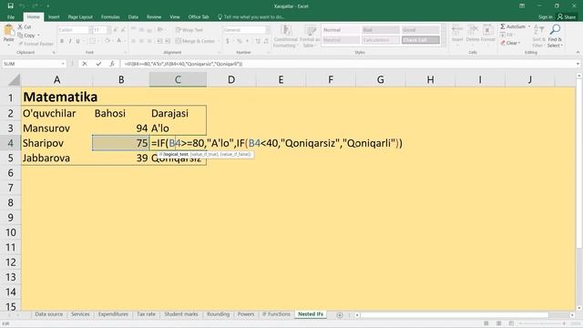 8-bob 3-mavzu. Elektron Jadvallar. Elektron Formula Va Funksiyalarni Yaratish