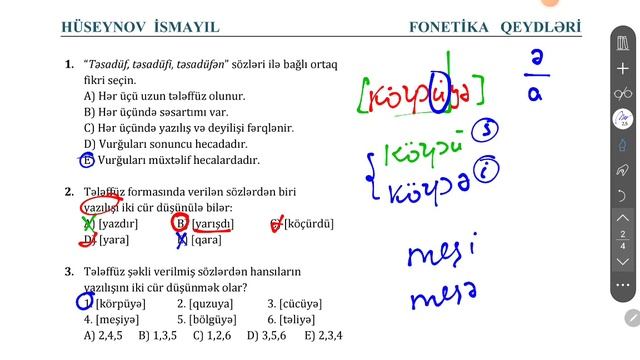 Fonetika Test Izahı (Hüseynov İsmayıl, MHM Azərbaycan Dili)