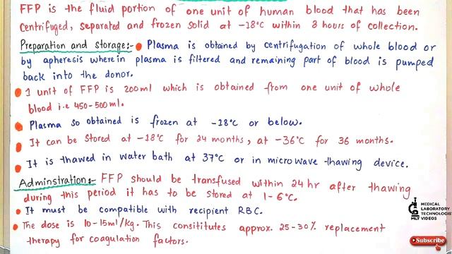 What is fresh frozen plasma(FFP)?Preparation,storage,composition& indication of FFP(In Hindi & Urdu смотреть онлайн